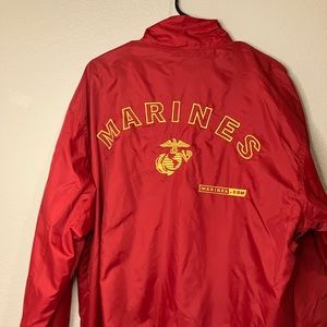 US Marines USMC Weatherproof Red Full Zip Windbreaker Jacket Large